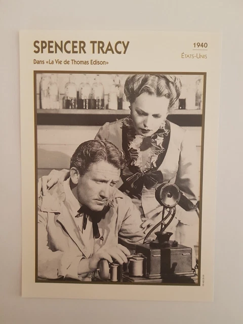 SPENCER TRACY DANS La vie de Thomas Edison CARTE FICHE CINEMA