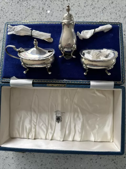 Vintage Mappin And Webb Condiment Set Solid Silver