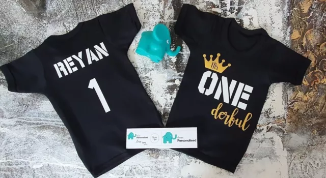Personlised Baby First T shirt... First birthday top.. crown baby top