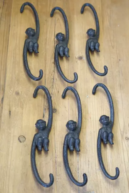 6 Large Monkey Hooks Plant Cast Iron Small Hook Hanger Kettle Hook Japanese