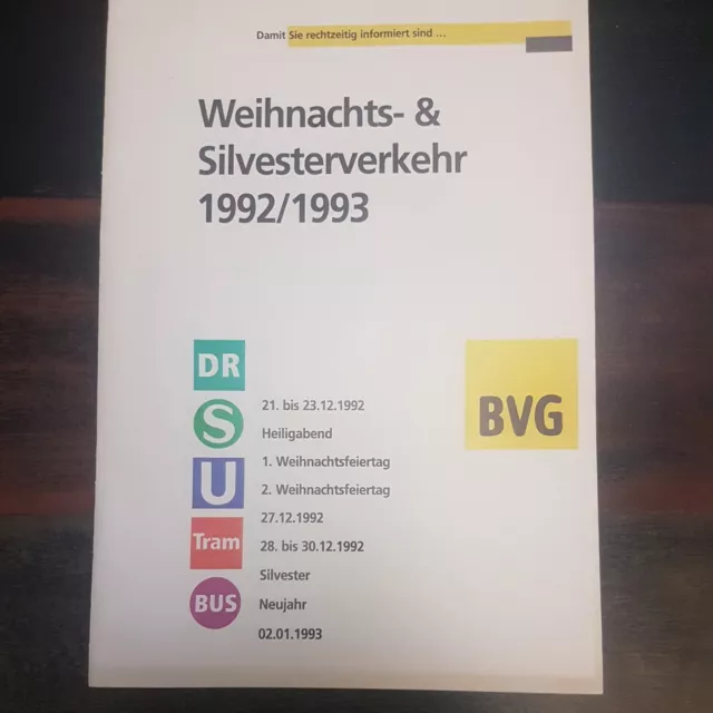 BVG aktuell, Weihnachts- & Silvesterverkehr 1992/1993, 40S., neuwertig, top