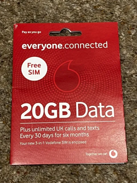 Scheda SIM dati Vodafone 40 GB precaricata chiamate e testi illimitati per 6 mesi