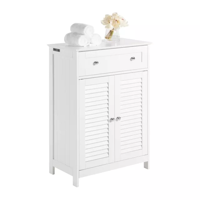 Meuble Salle de Bain + Tiroir et Portes Meuble de Rangement Blanc Commode