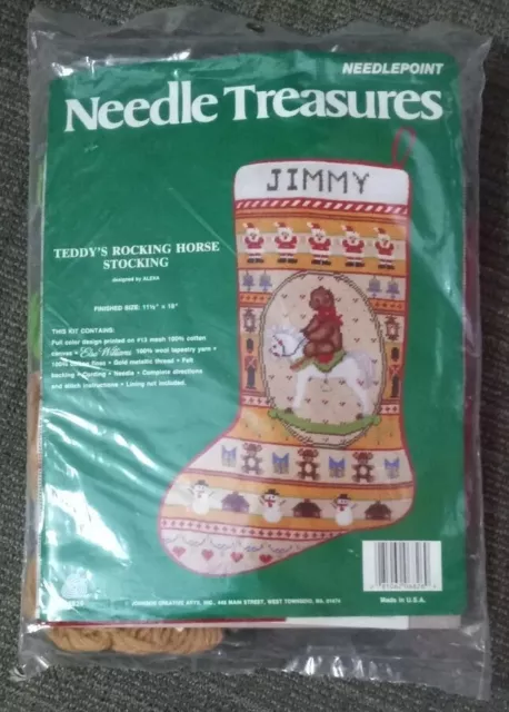 Needle Treasures Christmas Stocking Kit 06826 Teddy's Rocking Horse Needlepoint