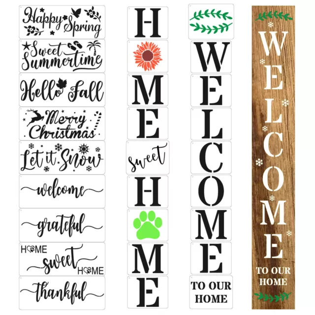 Season Pattern Welcome Theme Signs Decorative Word Stencils Festival Ornament