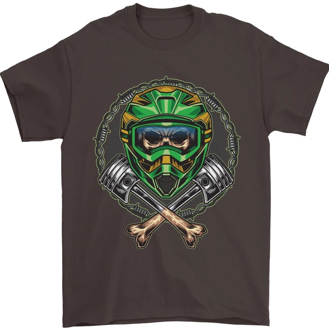 T-shirt motocross cranio MotoX da uomo cotone Gildan