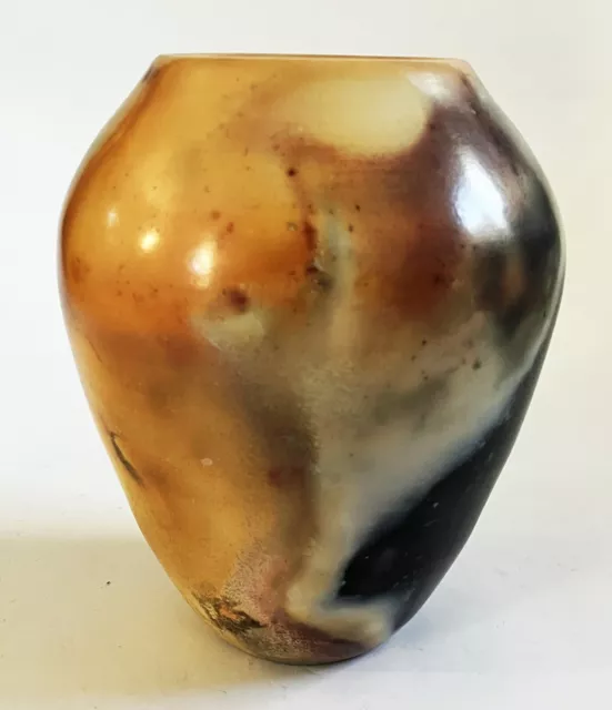 Saggar Pit Fired Burnished 8" Studio Art Pottery Vase Signed Margo Scarpulla?