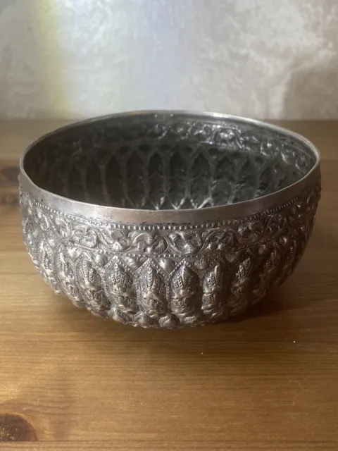 Silver Bowl Thailand Art Handicraft "Salung" Traditional Cup Marked.