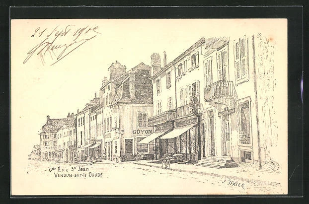 CPA Illustrator Verdun-sur-le-Doubs, Grande Rue Saint-Jean 1902