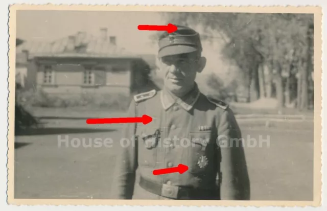 121622, Portraitfoto, Feldwebel, Feldmütze M-43, Orden, Feldspange, KVK, 1944