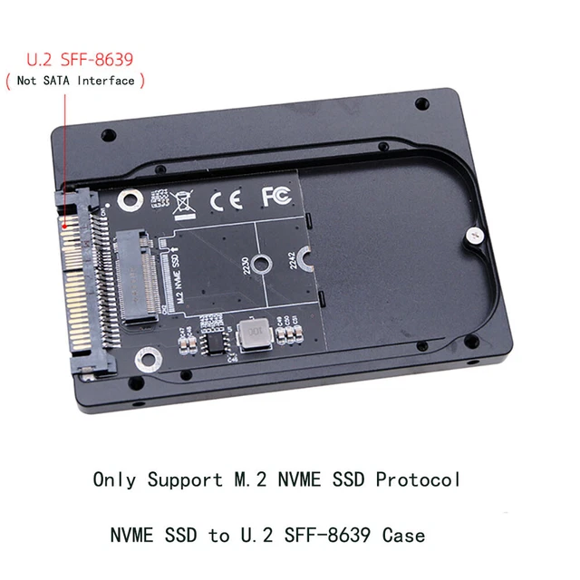 ADWITS Boîtier de Conversion SSD U.2 vers NVMe U.2 (SFF-8639) vers M.2 Key-M 6,3 cm 7 mm, Compatible avec PCIe 3.0 4.0 NVMe & AHCI SSD - Noir