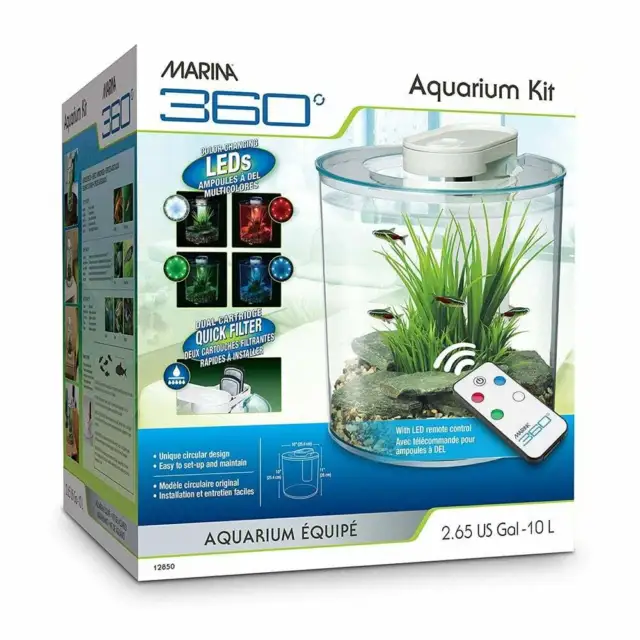 Marina 360 Aquarium Fish Tank Kit 10L Remote Control LED Lighting