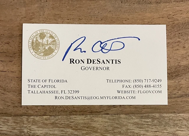 Ron DeSantis Autographed Business Card (AUTOPEN) Ron DeSantis Autographed Business Card (AUTOPEN)