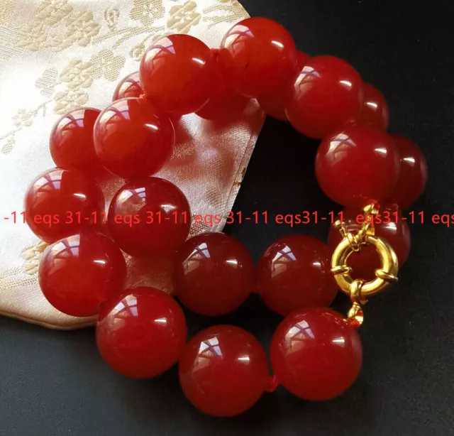 6/8/10/12/14mm Chinese Red Jade Jadeite Round Gemstone Beads Jewelry Necklace