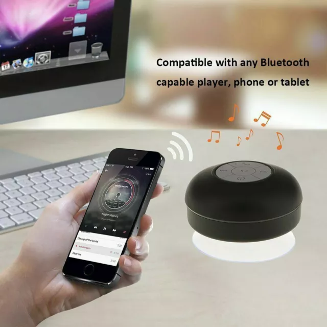 Car Handsfree Mic Music Wireless Bluetooth Waterproof Shower Speaker