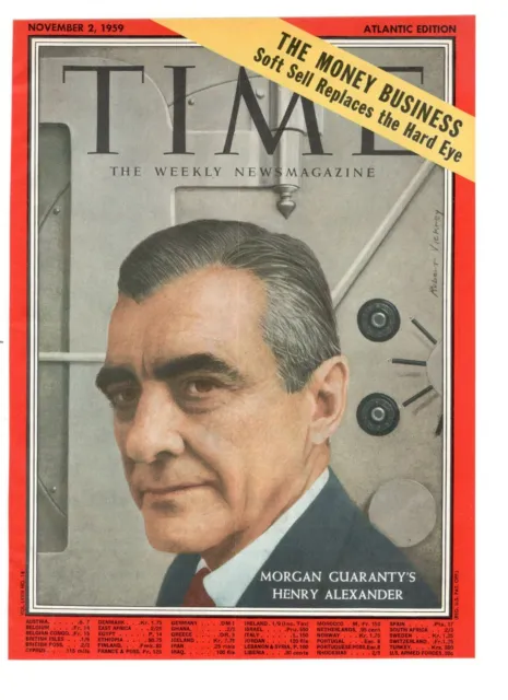 Morgan Guarantyn Henry Alexander 1959 Time Cover Original 1 Seite Rahmung