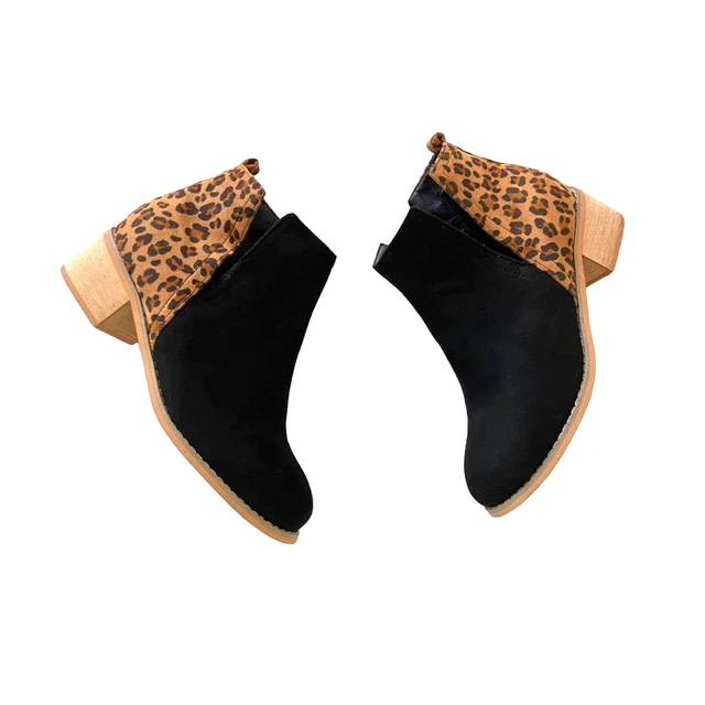 BOUTIQUE By Corkys Bootie Ankle Boots Black Leopard Print Womens 9