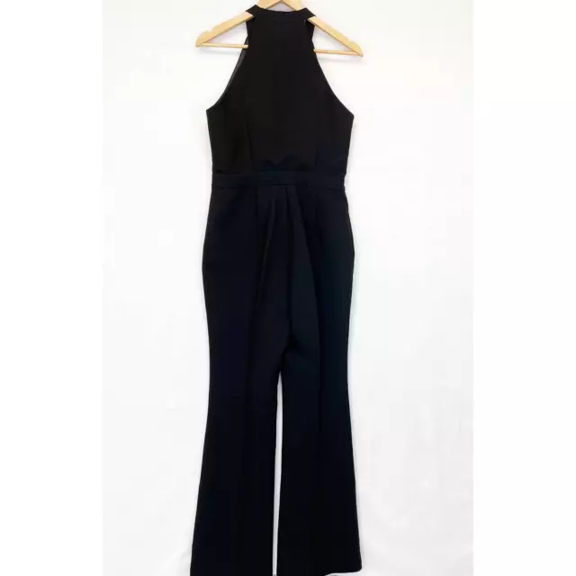 Line + Dot Freya Jumpsuit Halter Tie Wide Flare Leg Black Sleeveless Women's L 3