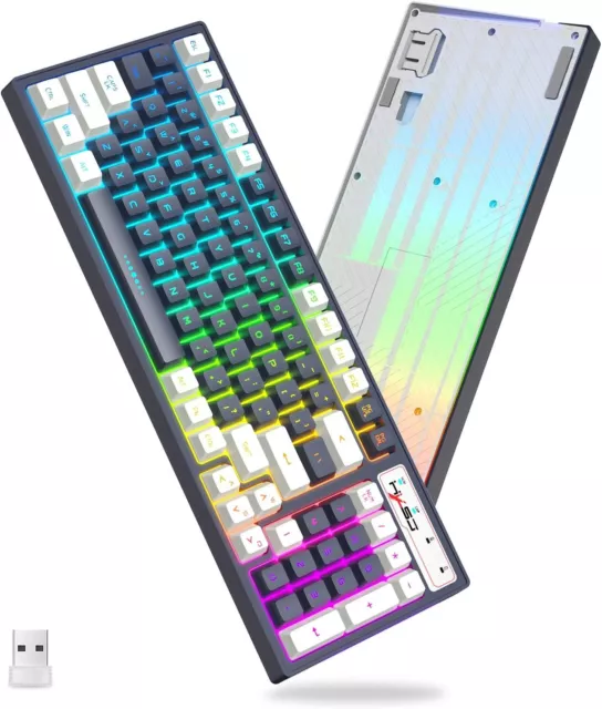 Wireless&Wired Gaming Keyboard Rechargeable RGB with Number Pad For PC MAC PS4/5