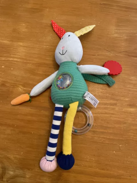 Doudou Peluche Oxybul Fnac Éveil Et Jeux Lapin Musical D’activités Vert Bleu