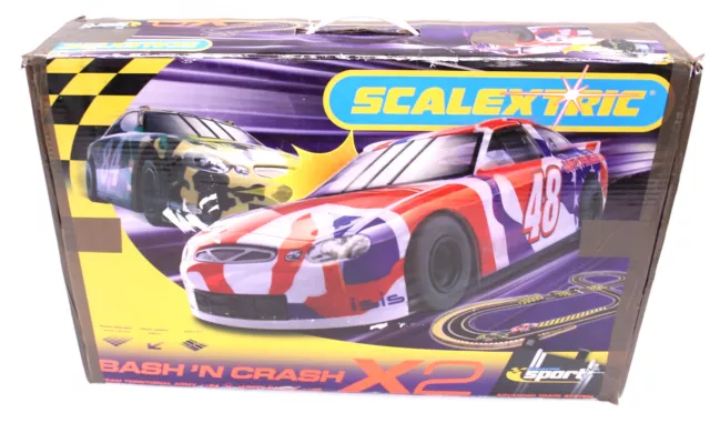 SCALEXTRIC BASH N Crash X2 Racing Set W Advanced Track System