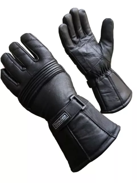 Mens Genuine Leather Motorcycle Motorbike 3M Thermal Thinsulate Gloves Winter