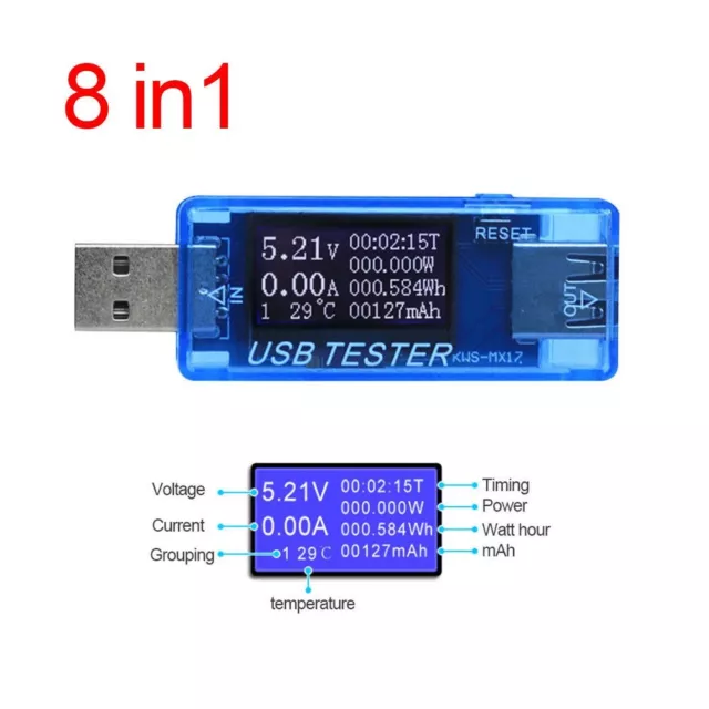 Testeur USB multifonction tension numérique portable compteur de courant