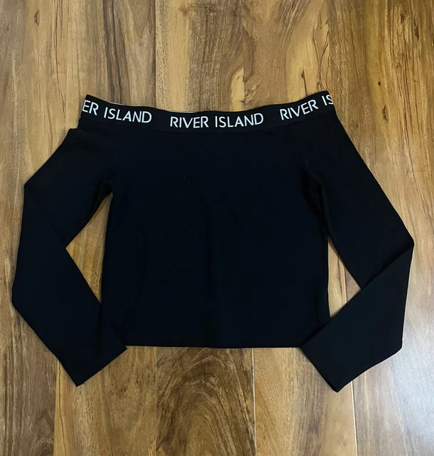 Girls River Island Black Bardot Top And Leggings  X2 Outfit Set Age 11-12 years. 2
