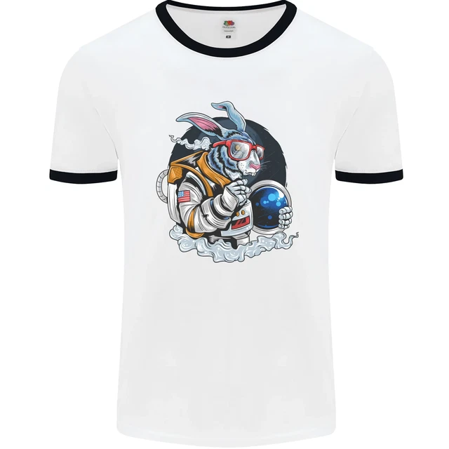 Maglietta Space Bunny Funny Astronaut Space Rabbit da uomo bianca
