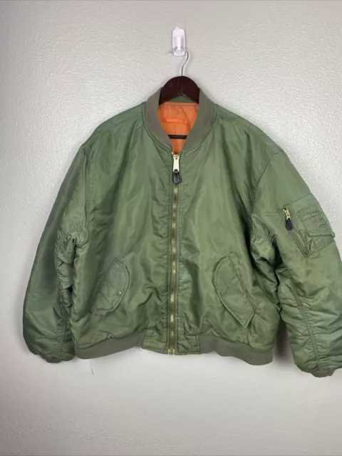 Vintage 90s MA-1 Military Bomber Jacket Flyers Hal Industries USAF Size Large