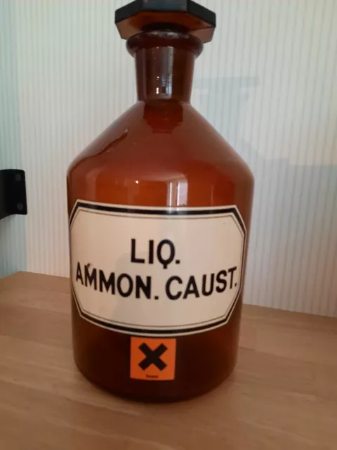Alte Enghals - Flasche aus Apotheke Schliffstopfen 1 Liter @ innen beschlagen