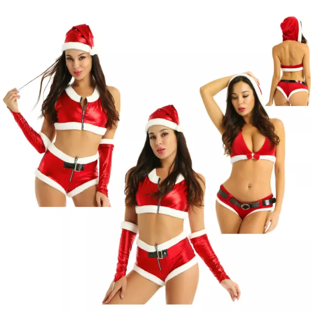 Noël Mère Déguisement Femme Christmas Costume Lingerie Tenue Vêtement de Nuit