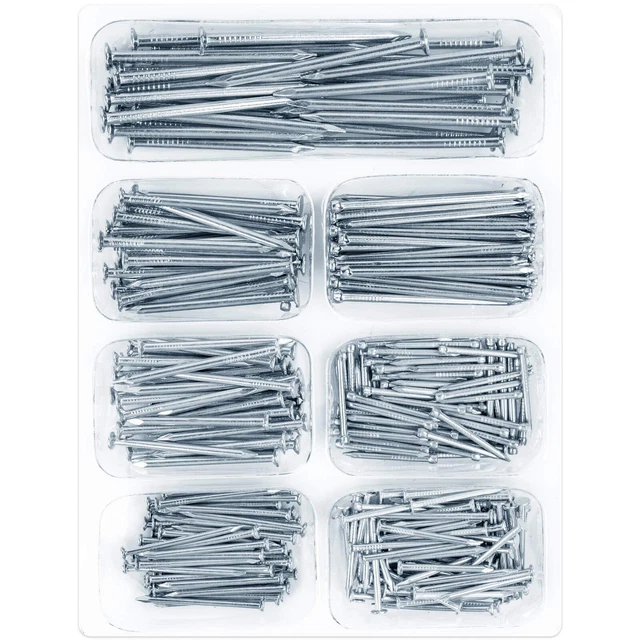 400pcs Hardware Nails Assortment Kit, Picture Hanging Nails, Galvanized Nails