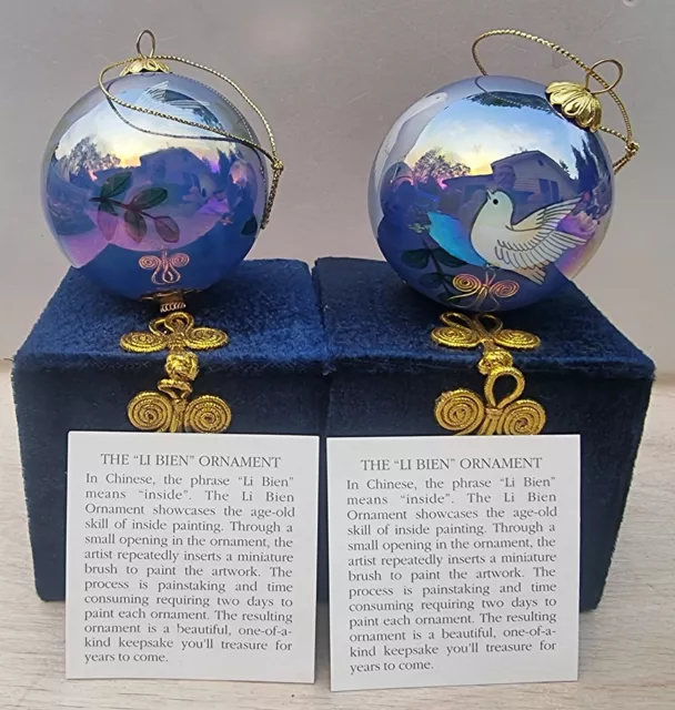 Peace Doves - Li Bien Glass Reverse Hand Painted Christmas Ornament with Box Peace Doves - Li Bien Glass Reverse Hand Painted Christmas Ornament with Box