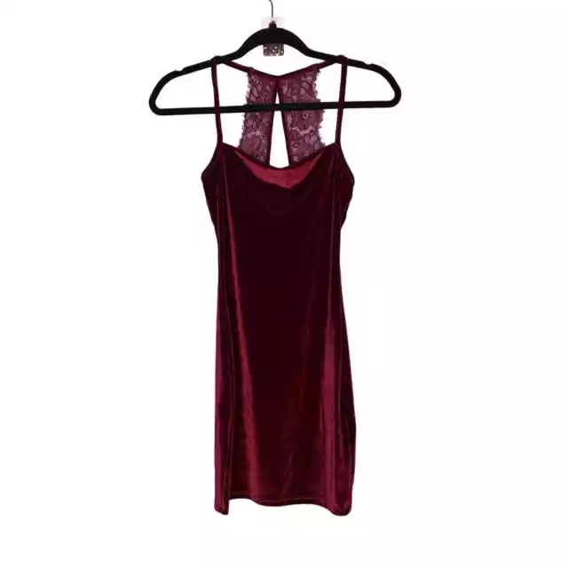 Lulu's Womens Sultry Summoning Burgundy Velvet Bodycon Mini Dress Size XS