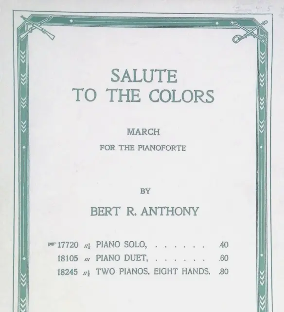 Salute To The Colors Sheet Music Intermediate Piano Solo Bert Anthony March
