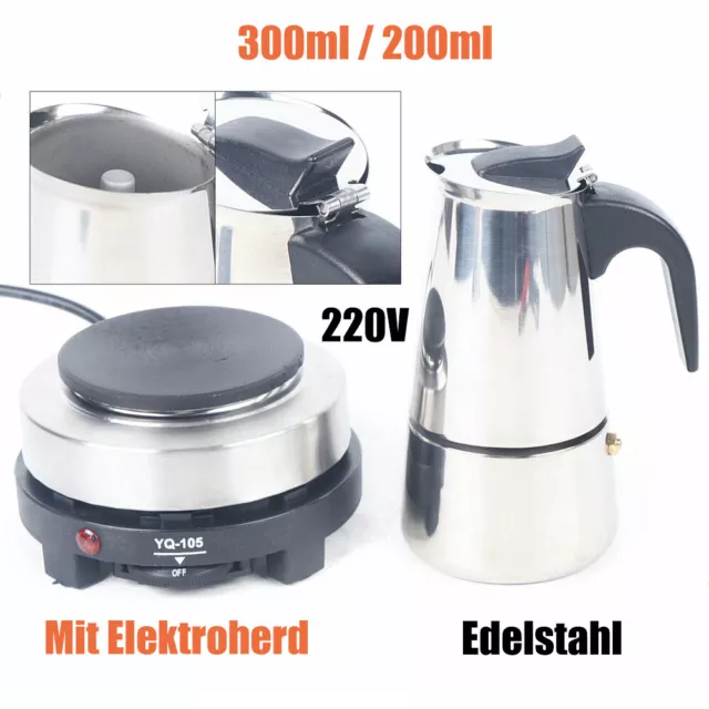 4/6 Tassen Edelstahl Espresso Kaffeemaschine Latte Maker Moka Topf Herd Top Neu