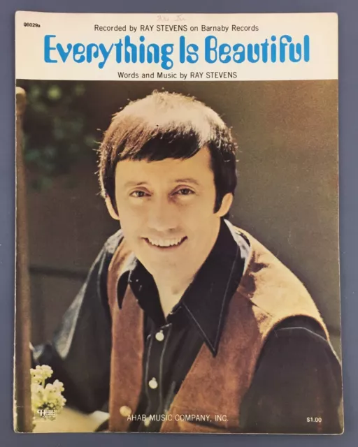 Everything Is Beautiful Ray Stevens Sheet Music Piano Vocal 1970 Photo Cover Vtg