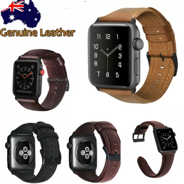 Genuine PU Leather Wrist Band Strap For Apple Watch 1/2/3/4 iWatch 38/42/40/44mm