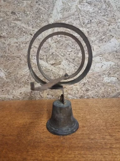 Vintage Style Brass Door/shop Keepers Bell With Metal Hanging Arm.