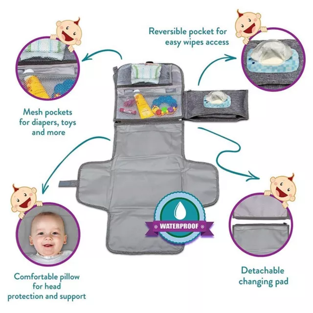Portable Diaper Bag Baby Nappy Pad Handbag Changing Change Clutch Foldable Mat