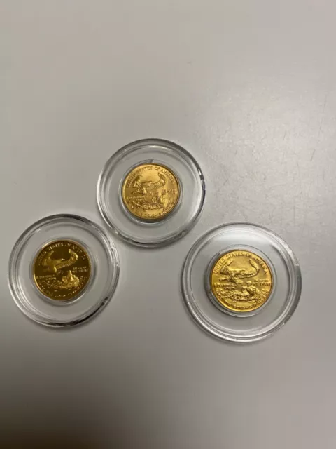 (3) 1/10oz GOLD AMERICAN EAGLE $5 COINS SET