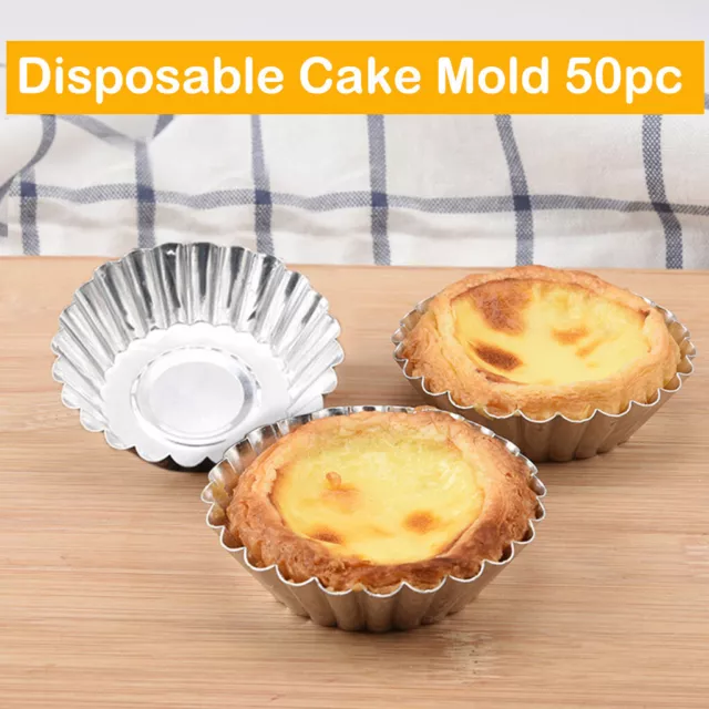 50 Pack Egg Tart Cupcake Cake Cookie Mold Tin Baking Tool Baking Cups