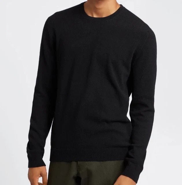 Pull homme col rond noir cachemire 100 % pur luxe réfectoire London taille L