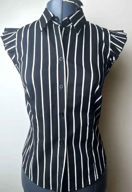 Howard Showers Shirt Blouse Black and White Stripe Size 10