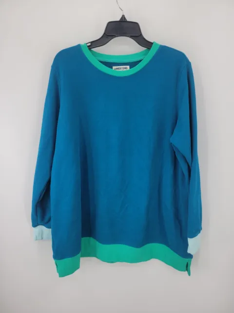 LANDS END SERIOUS Sweats Sweatshirt Womens Plus 1X Blue Green Colorblock  Beachy £20.12 - PicClick UK
