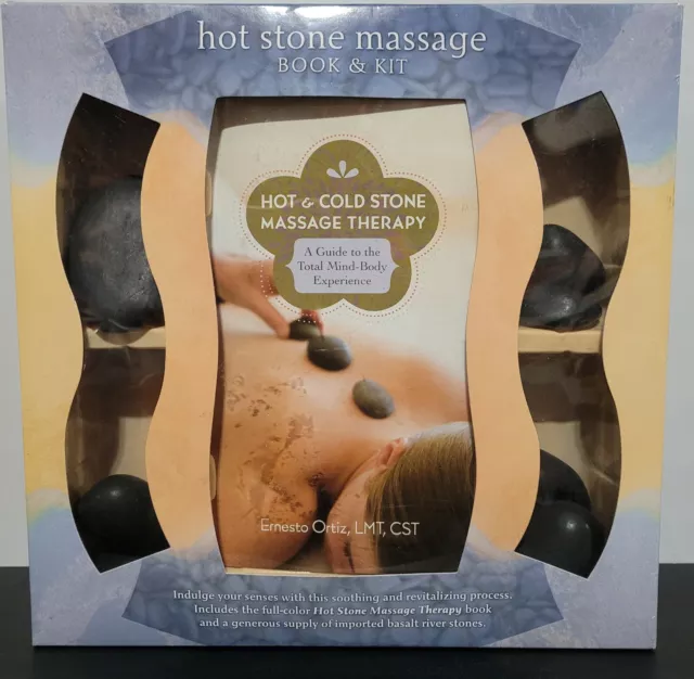 Hot Stone Massage Therapy Book and Basalt River Stones Kit~ Home Spa