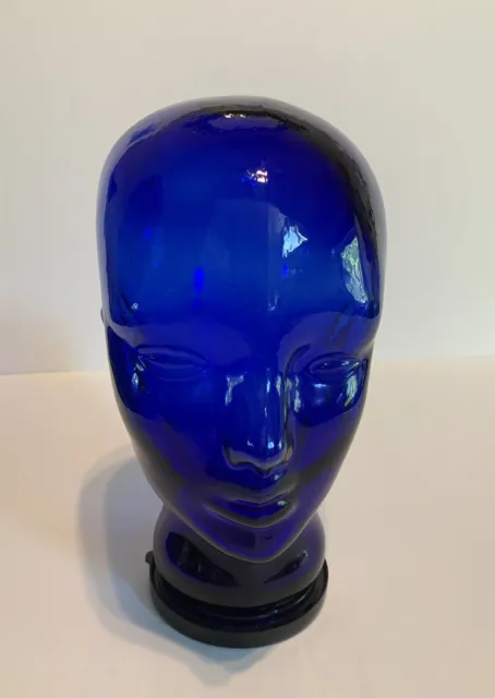 Mannequin Head COBALT BLUE color Heavy Glass Hat Wig Display Life Size