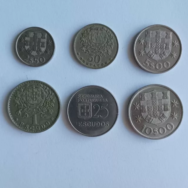 Monedas de Portugal, juego de 6, de 1959 a 1984, de 0,5 a 25 escudos 2