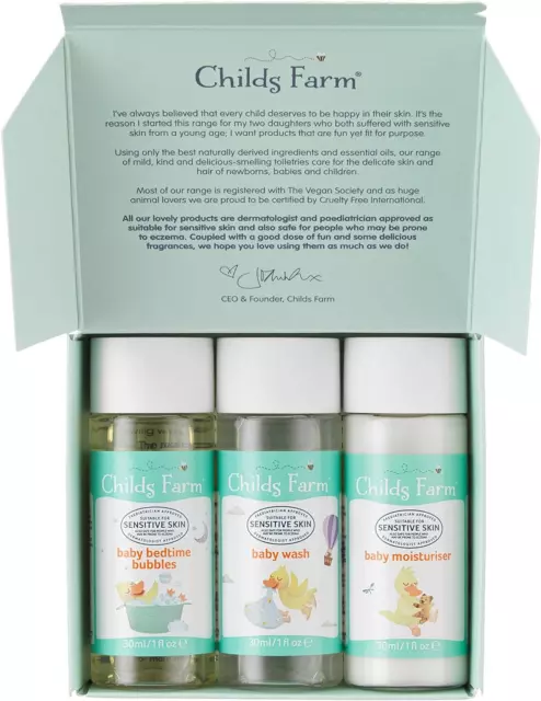 Childs Farm | Baby Bathtime Travel-Sized Sample Pack | Baby Moisturiser 30ml, &